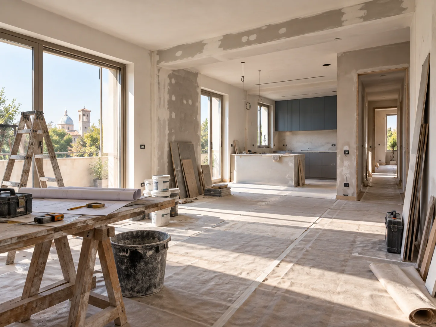Interno contemporaneo in fase di ristrutturazione